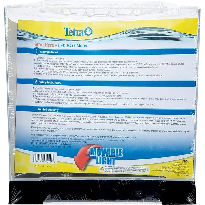 Wholesale Price with free shipping across the USA for Tetra 1.1 Gallon Betta Aquarium Kit, Half Moon-Shaped Aquarium with LED Light - Manji Distributors