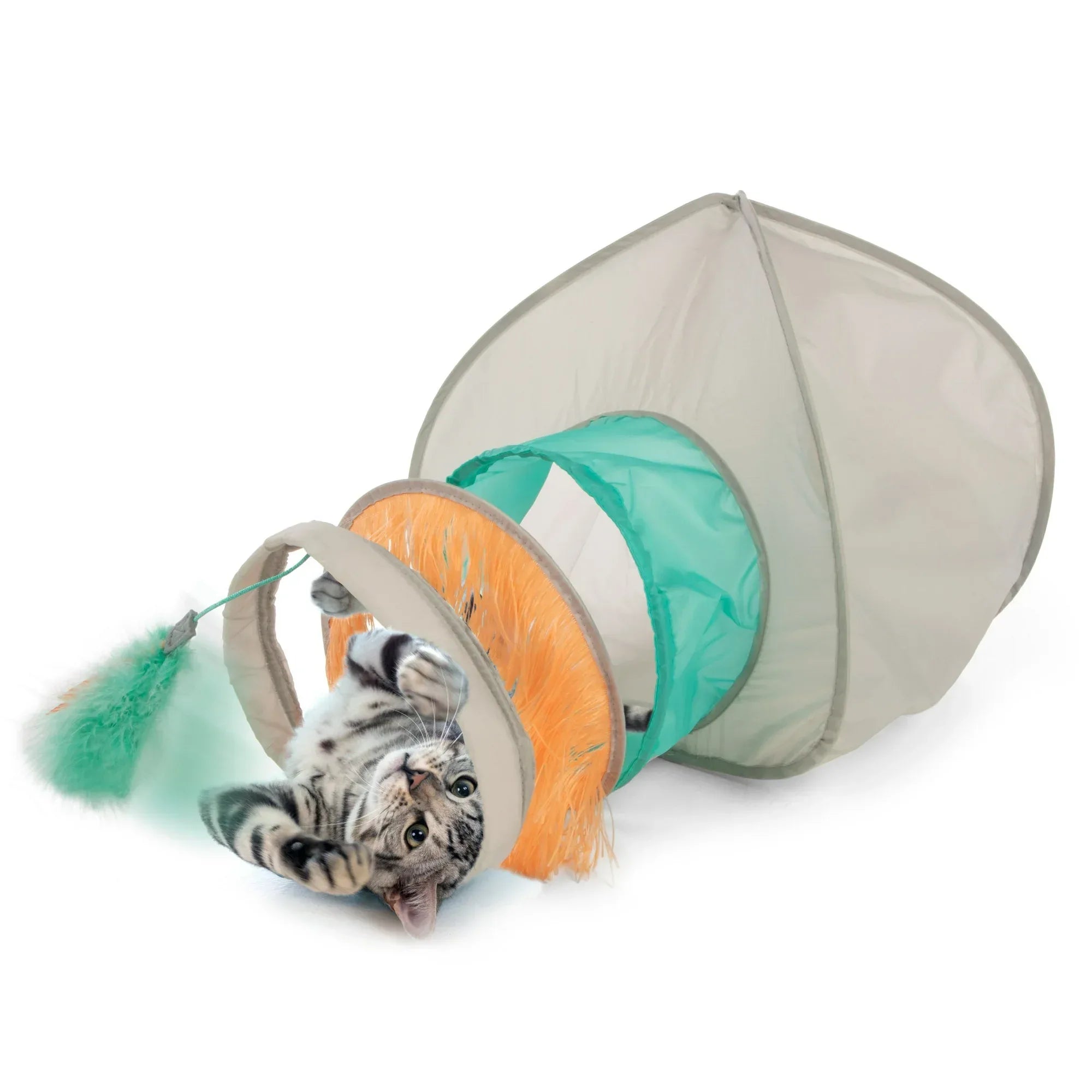 Wholesale Price with free shipping across the USA for SmartyKat Fringe Frenzy Cat Hideout with Tunnel Cat Toy Entrance, Grey, One Size - Manji Distributors