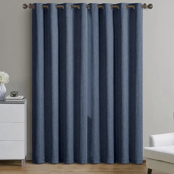 Wholesale Price with free shipping across the USA for Better Homes & Gardens Woven Textured Grommet Blackout Curtain Panel, 1-Piece, Blue, 50