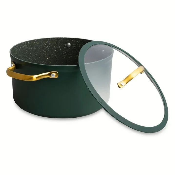 Wholesale Price with free shipping across the USA for Thyme & Table 12-Piece Non-Stick Granite Collection Cookware Set, Pots and Pans Set - Hunter Green - Manji Distributors