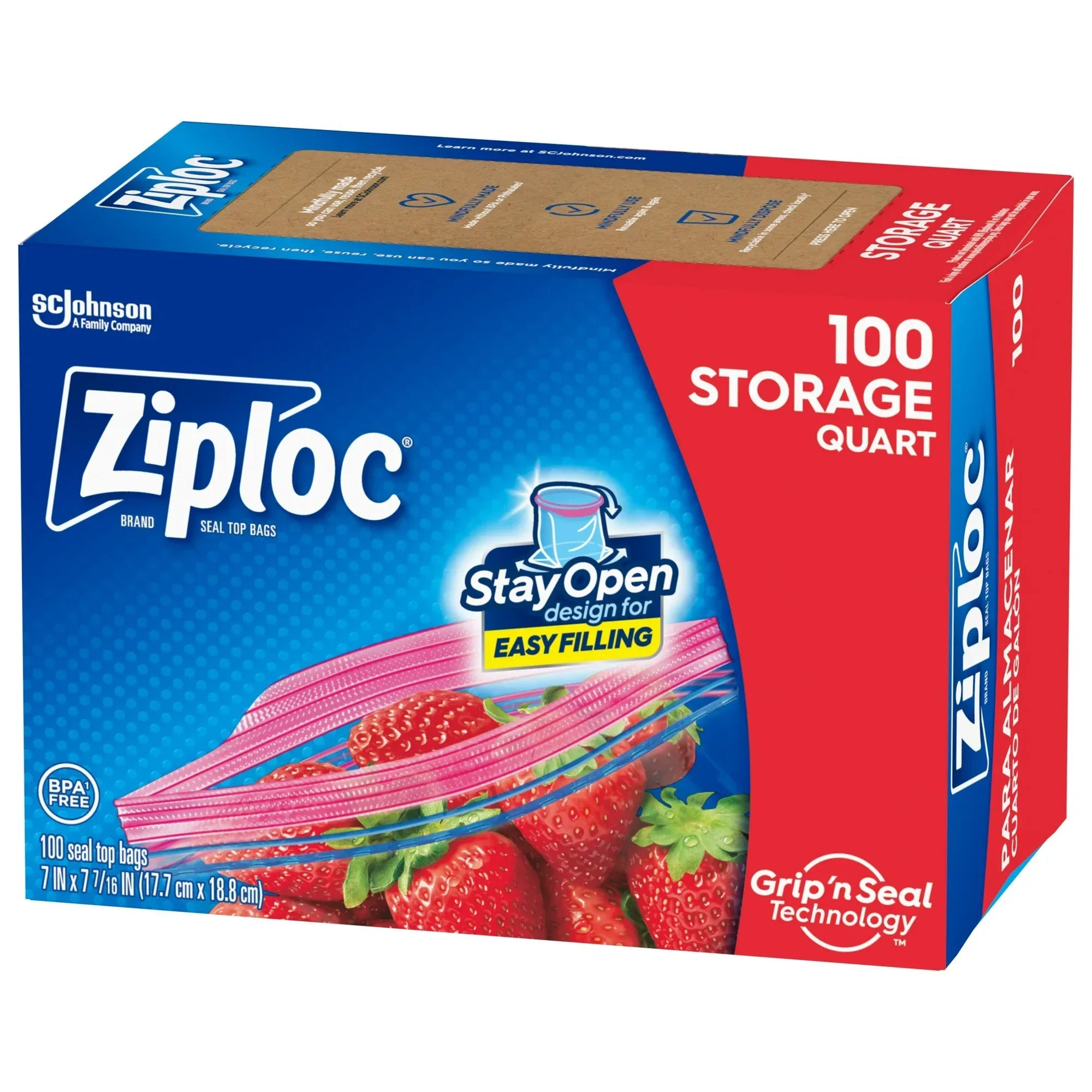 Wholesale Price with free shipping across the USA for Ziploc Brand Storage Bags, School Supplies, with Grip 'n Seal Technology, Quart, 100 Count - Manji Distributors