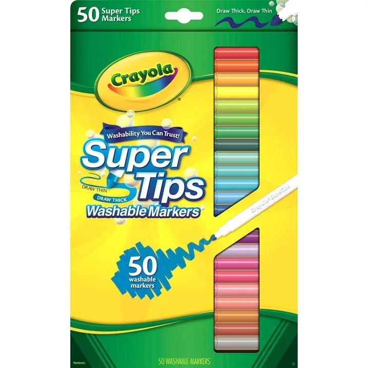 Wholesale Price with free shipping across the USA for Crayola Super Tips Washable Markers for Kids, 50 Ct, Classroom Must Haves, Back to School Supplies, 3+ - Manji Distributors