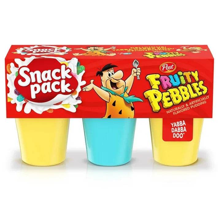 Wholesale Price with free shipping across the USA for (4 pack) Snack Pack Post Fruity PEBBLES Flavored Pudding Cups 3.25 oz 6 Count - Manji Distributors