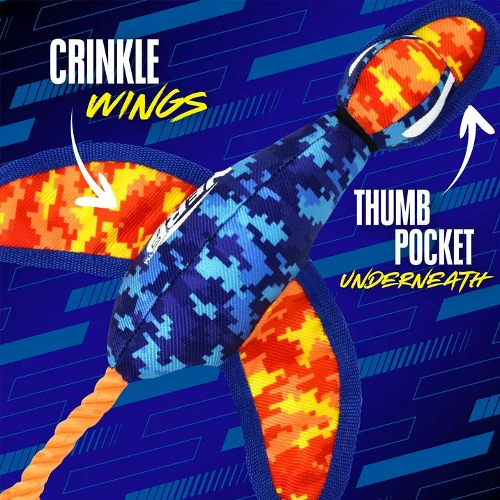 Wholesale Price with free shipping across the USA for Nerf Dog Nylon Digital Camo Crinkle Wing Duck Launching Fetch Dog Toy, Orange/Blue, 16.5 inch - Manji Distributors