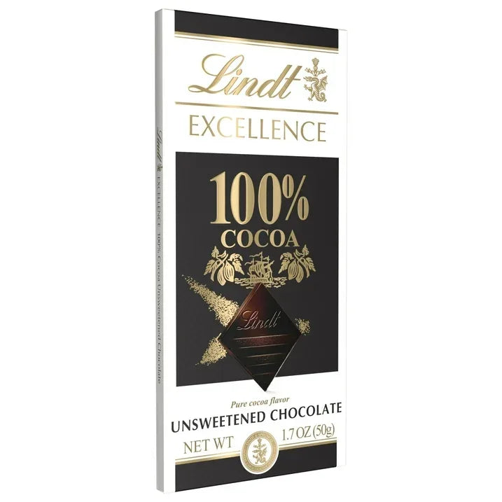 Wholesale Price with free shipping across the USA for Lindt Excellence, Dark Chocolate, 100% Cocoa, Candy Bar, 1.7 oz, Bar - Manji Distributors