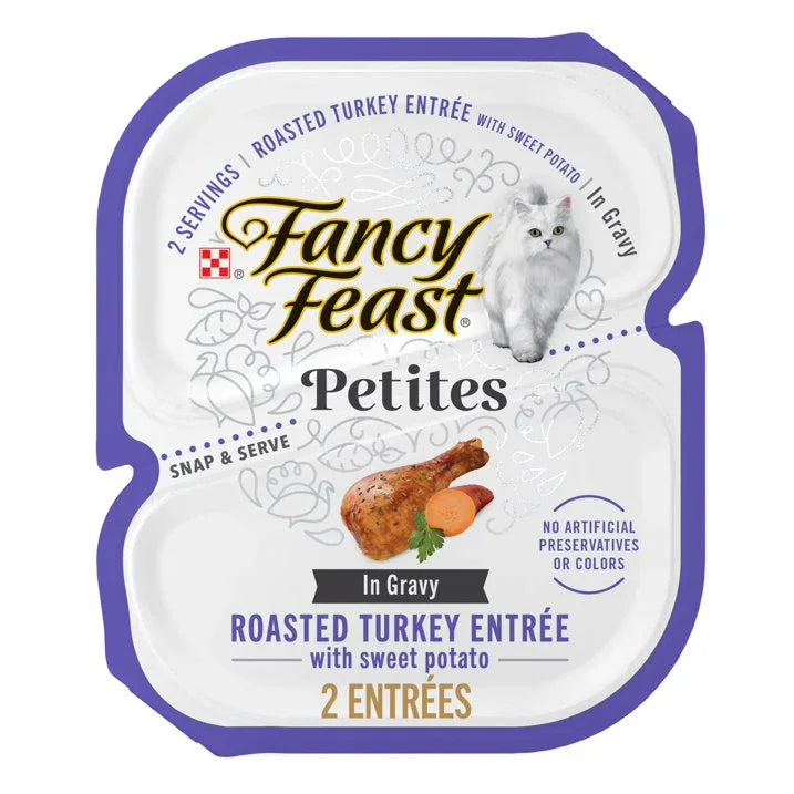 Wholesale Price with free shipping across the USA for (12 pack) Purina Fancy Feast Petites With Roasted Turkey Entrée with Sweet Potato in Gravy Gourmet Wet Cat Food Pate - Manji Distributors