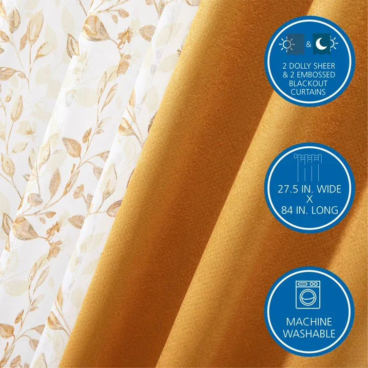 Wholesale Price with free shipping across the USA for Mainstays Metallic Blackout Curtains and Sheers Set, 4 Panels, Brown Butter, 27.5