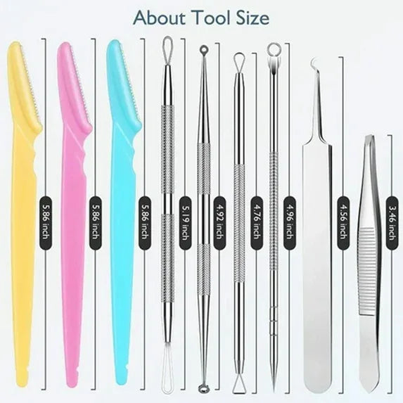 Wholesale Price with free shipping across the USA for Blackhead remover lumps Popper tool kit with diagonal tweezers - Manji Distributors