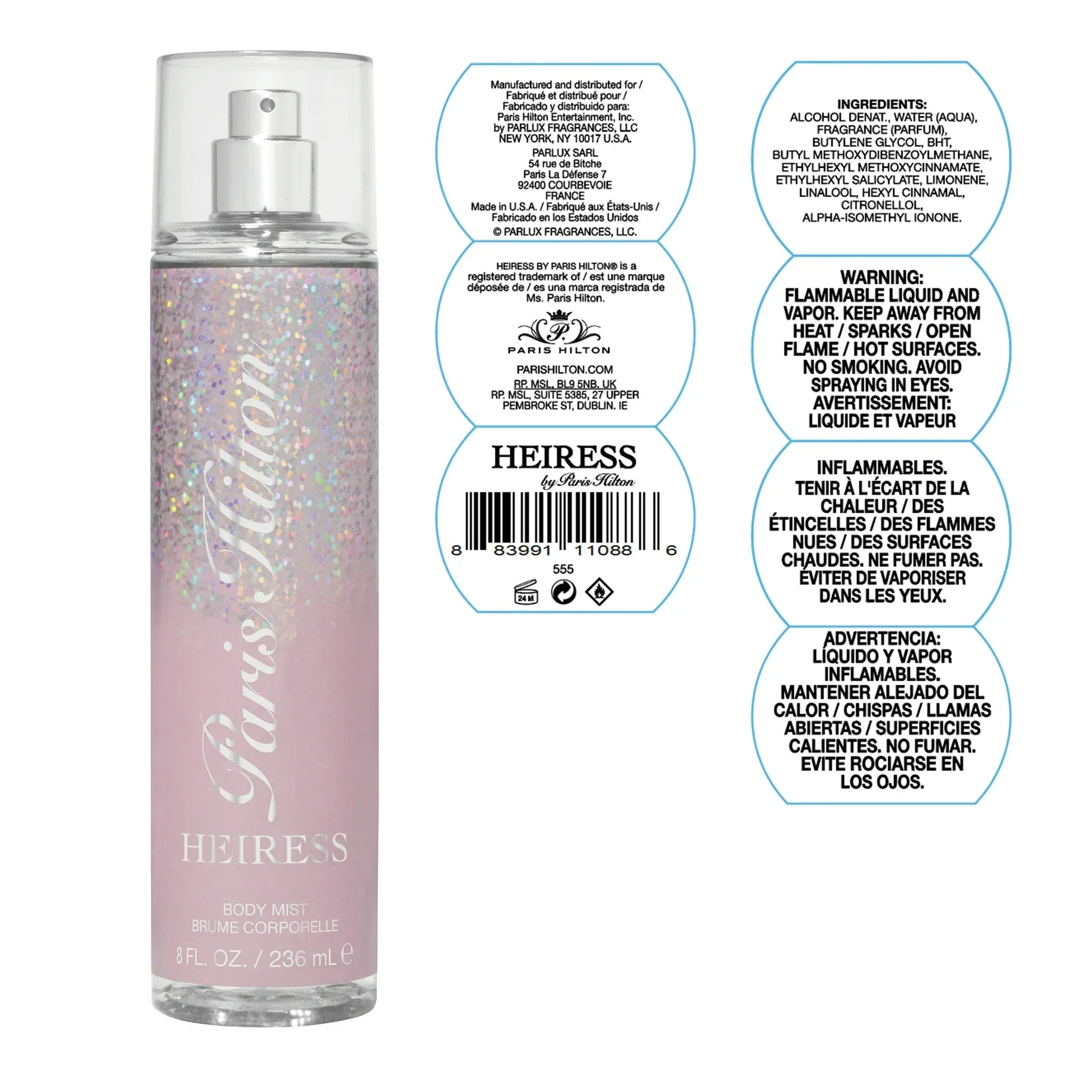 Wholesale Price with free shipping across the USA for Paris Hilton Heiress Body Spray for Women, 8 fl oz - Manji Distributors