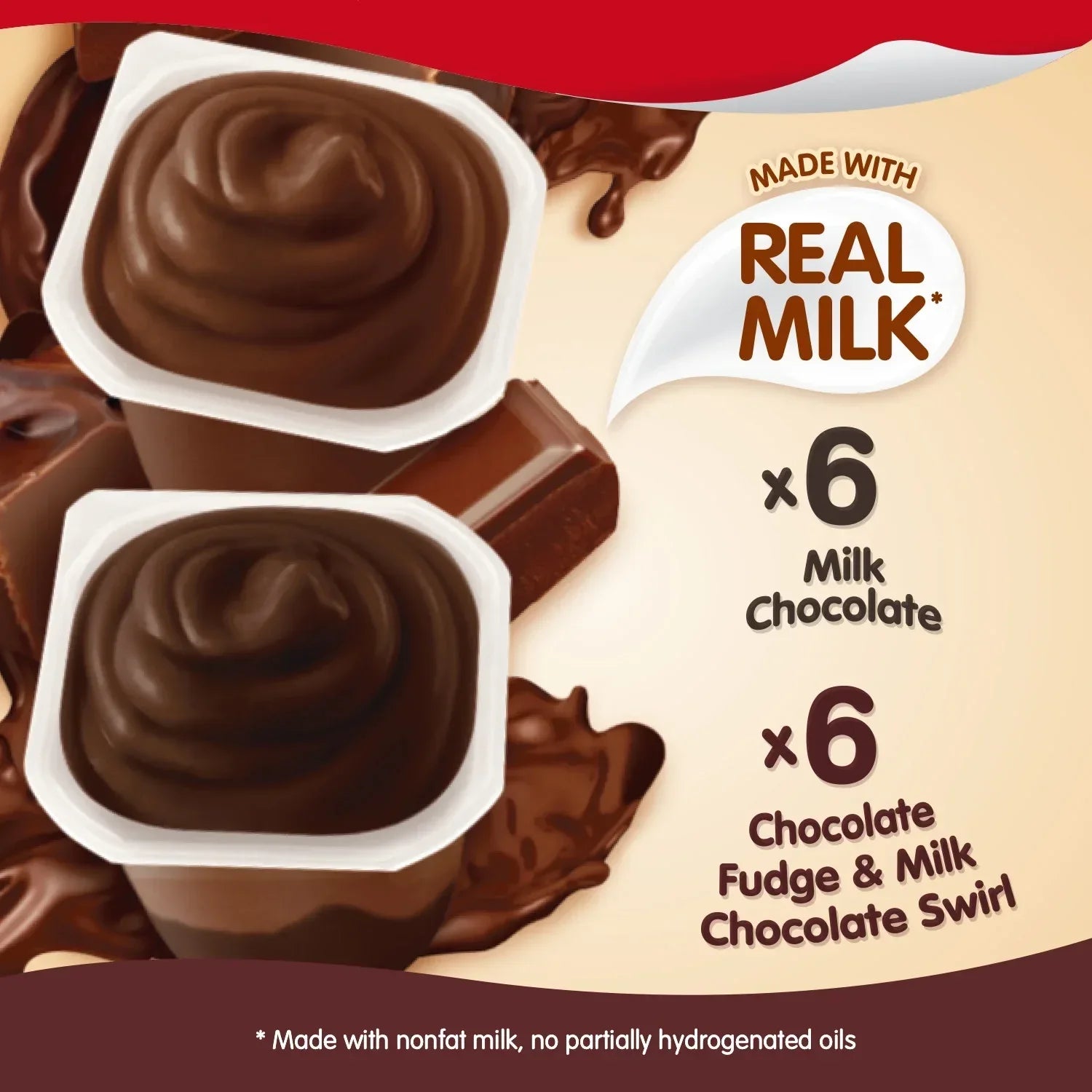 Wholesale Price with free shipping across the USA for (4 pack) Snack Pack Milk Chocolate and Chocolate Fudge & Milk Chocolate Pudding, 3.25 oz Pudding Cups, 12 Count Family Pack - Manji Distributors