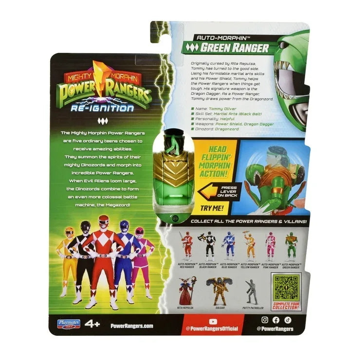Wholesale Price with free shipping across the USA for Mighty Morphin Power Rangers: Re-Ignition - Auto-Morphin Green Ranger Action Figure by Playmates Toys - Manji Distributors