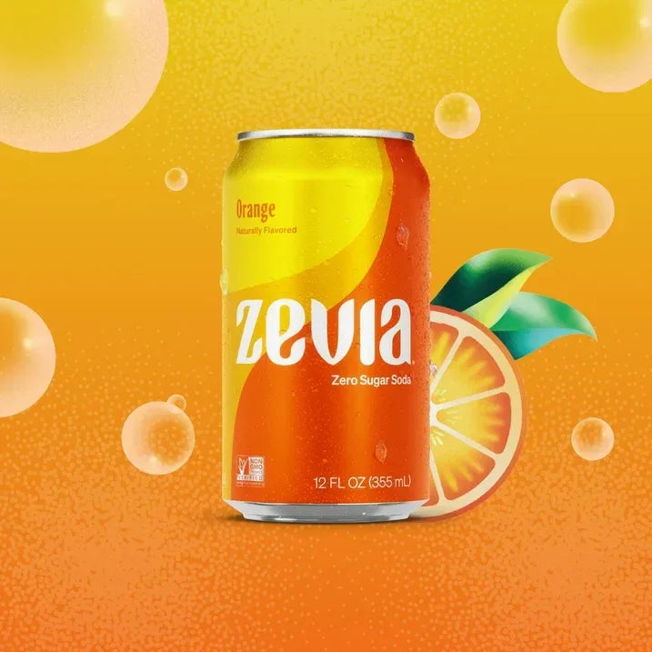 Wholesale Price with free shipping across the USA for Zevia Zero Sugar, 0 Calorie Orange Soda, 12 fl oz, 8 Pack Cans - Manji Distributors