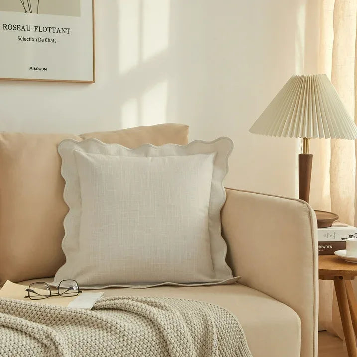 Wholesale Price with free shipping across the USA for Mainstays by Becky G. & Alejandra Scallop Decorative Pillow, Papyrus Beige, 18