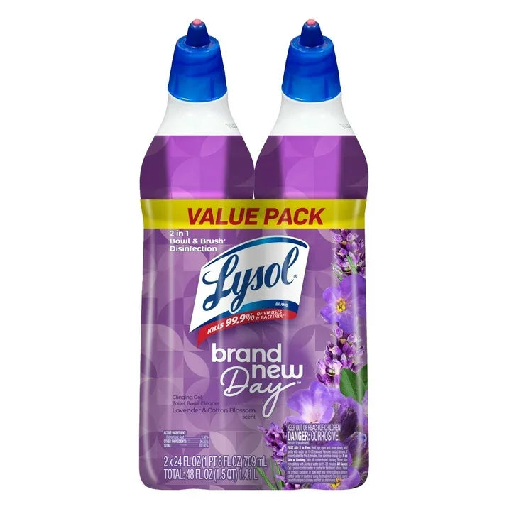 Wholesale Price with free shipping across the USA for (2 pack) Lysol Toilet Bowl Cleaner Bathroom Gel, Lavender & Cotton Blossom, 24 oz, Pack of 2 - Manji Distributors
