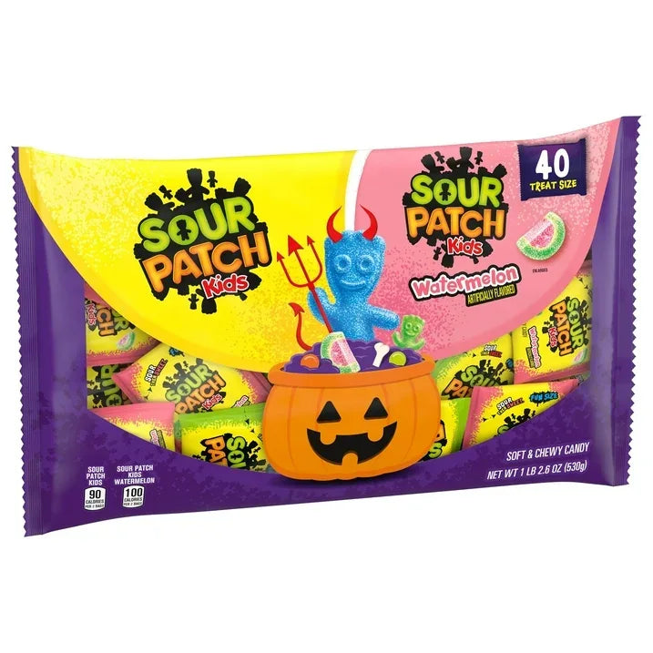 Wholesale Price with free shipping across the USA for SOUR PATCH KIDS Original & Watermelon Halloween Candy Variety Pack, 40 Trick or Treat Bags - Manji Distributors