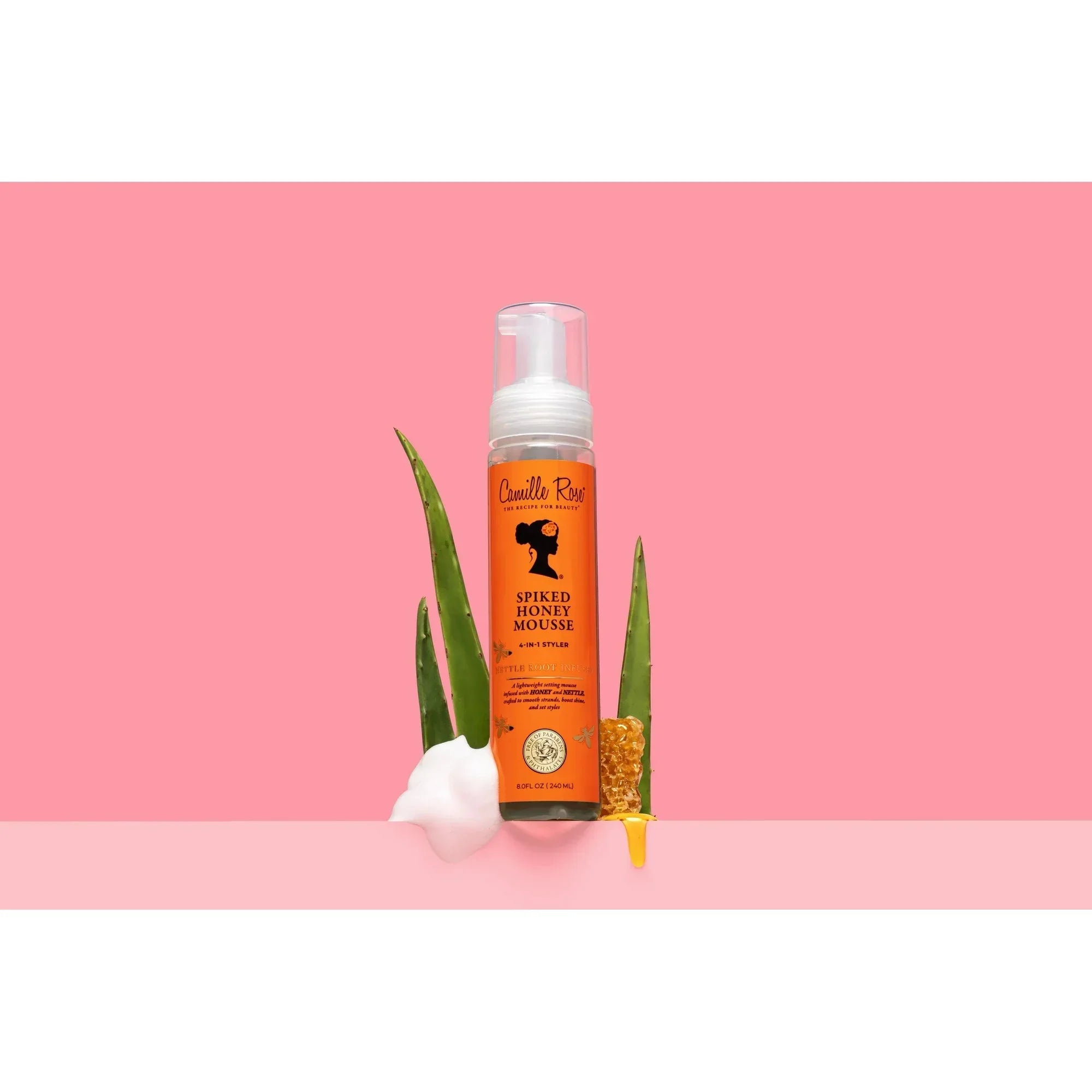 Wholesale Price with free shipping across the USA for Camille Rose Spiked Honey Hydrate & Shine Hair Styling Mousse with Honey & Nettle Root, 8oz - Manji Distributors