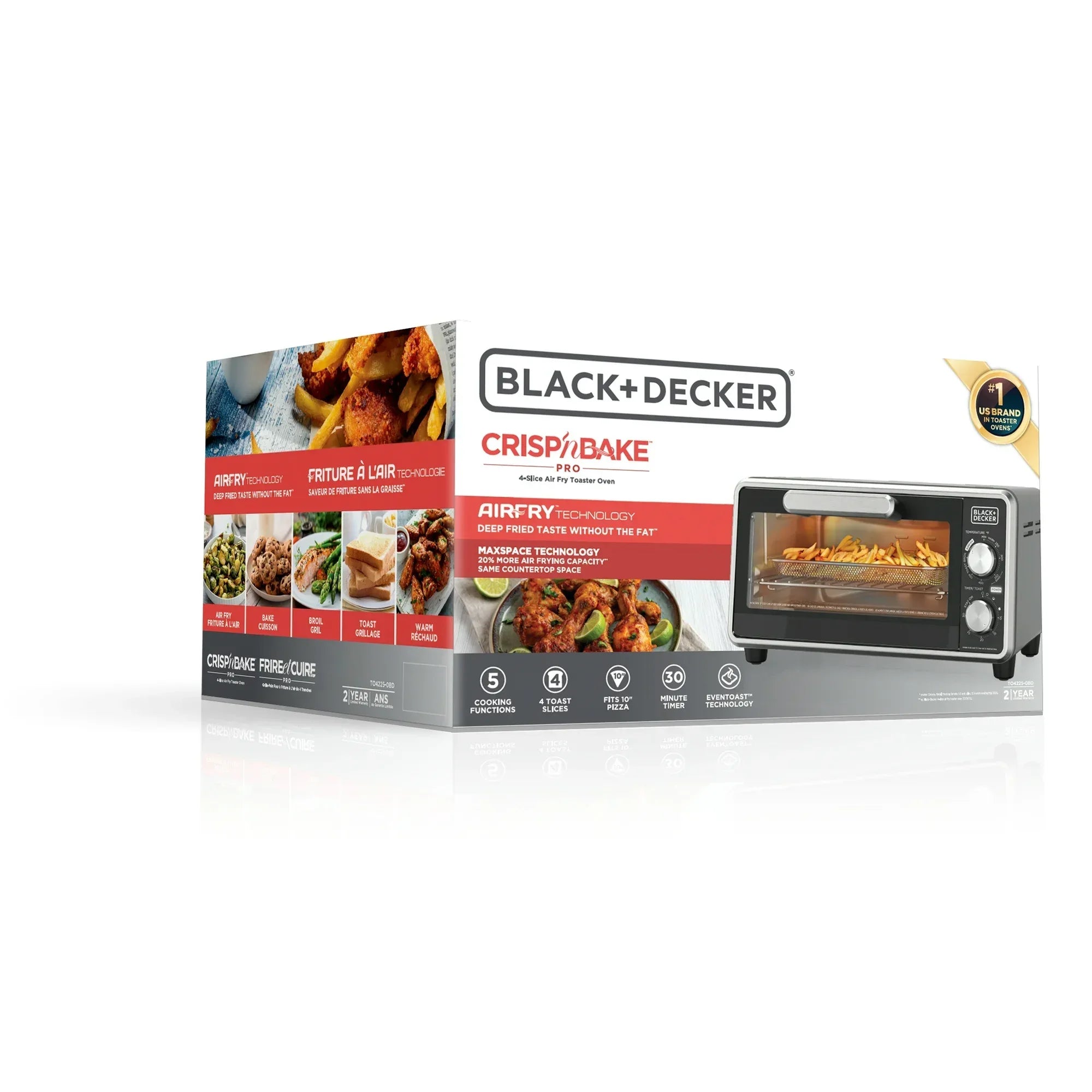 Wholesale Price with free shipping across the USA for Black+Decker Crisp ‘N Bake PRO Stainless Steel 4-Slice Air Fryer Toaster Oven - Manji Distributors