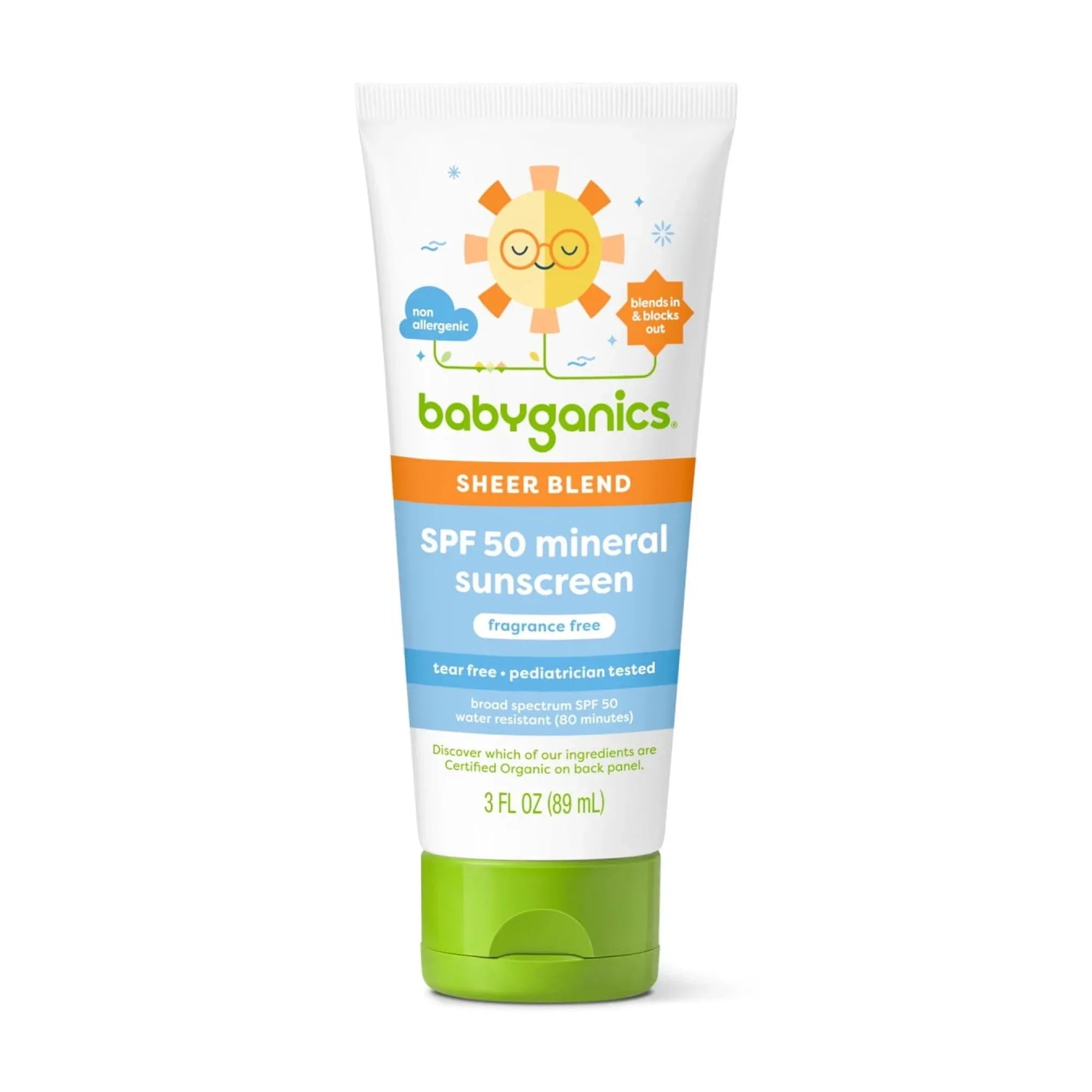 Wholesale Price with free shipping across the USA for (2 pack) Babyganics Sheer Blend, SPF 50 Mineral Sunscreen Lotion, Fragrance Free, 3 oz - Manji Distributors