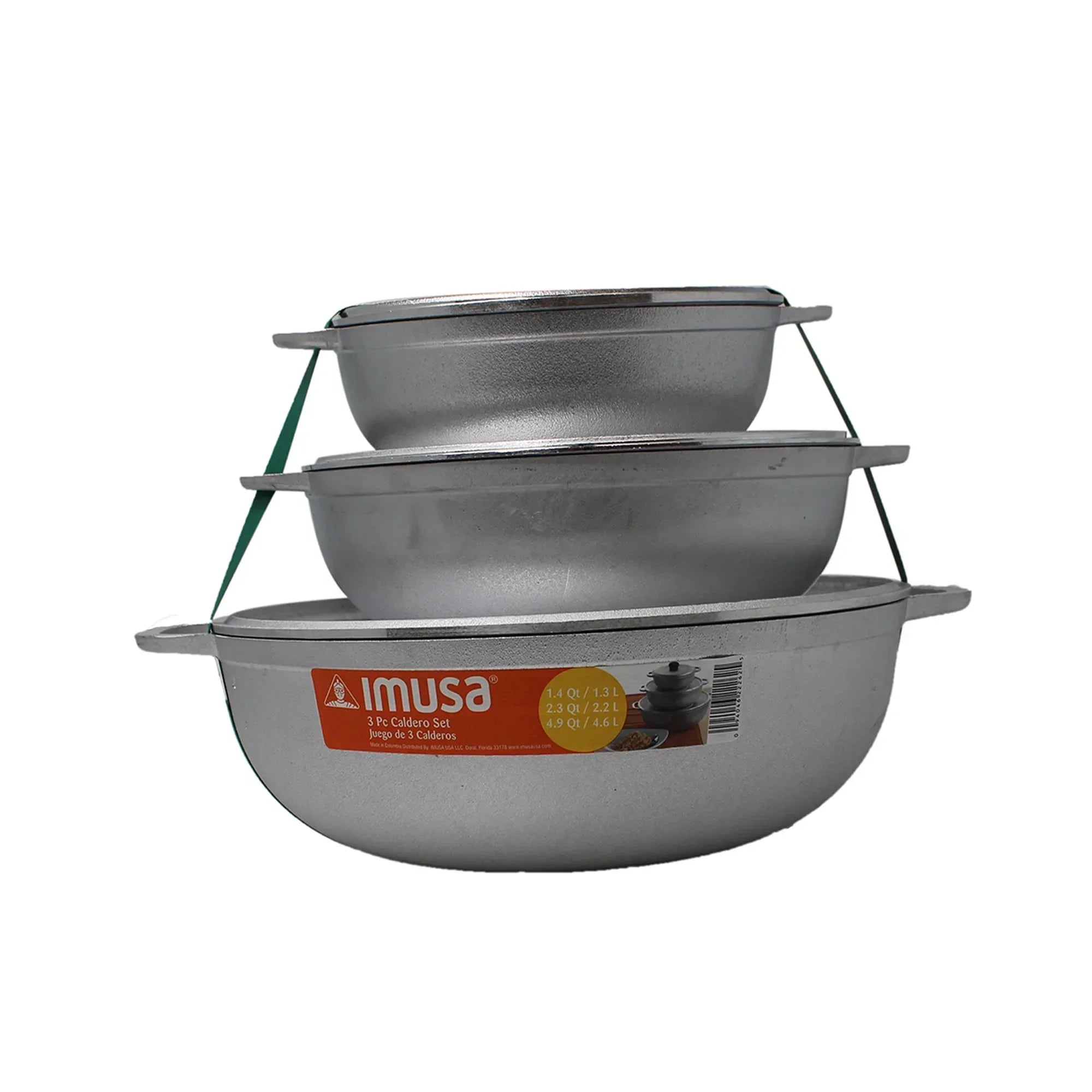 Wholesale Price with free shipping across the USA for IMUSA 1.5/2.5/5.2qt Cast Aluminum Caldero 3pc Set - 18/22/28cm - Manji Distributors