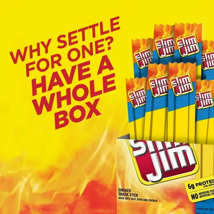 Wholesale Price with free shipping across the USA for Slim Jim Smoked Meat Sticks, Mild Flavor, 6g Protein Per Serving, Snack Size, Halloween Snack, 0.28 oz. (26 Count) - Manji Distributors