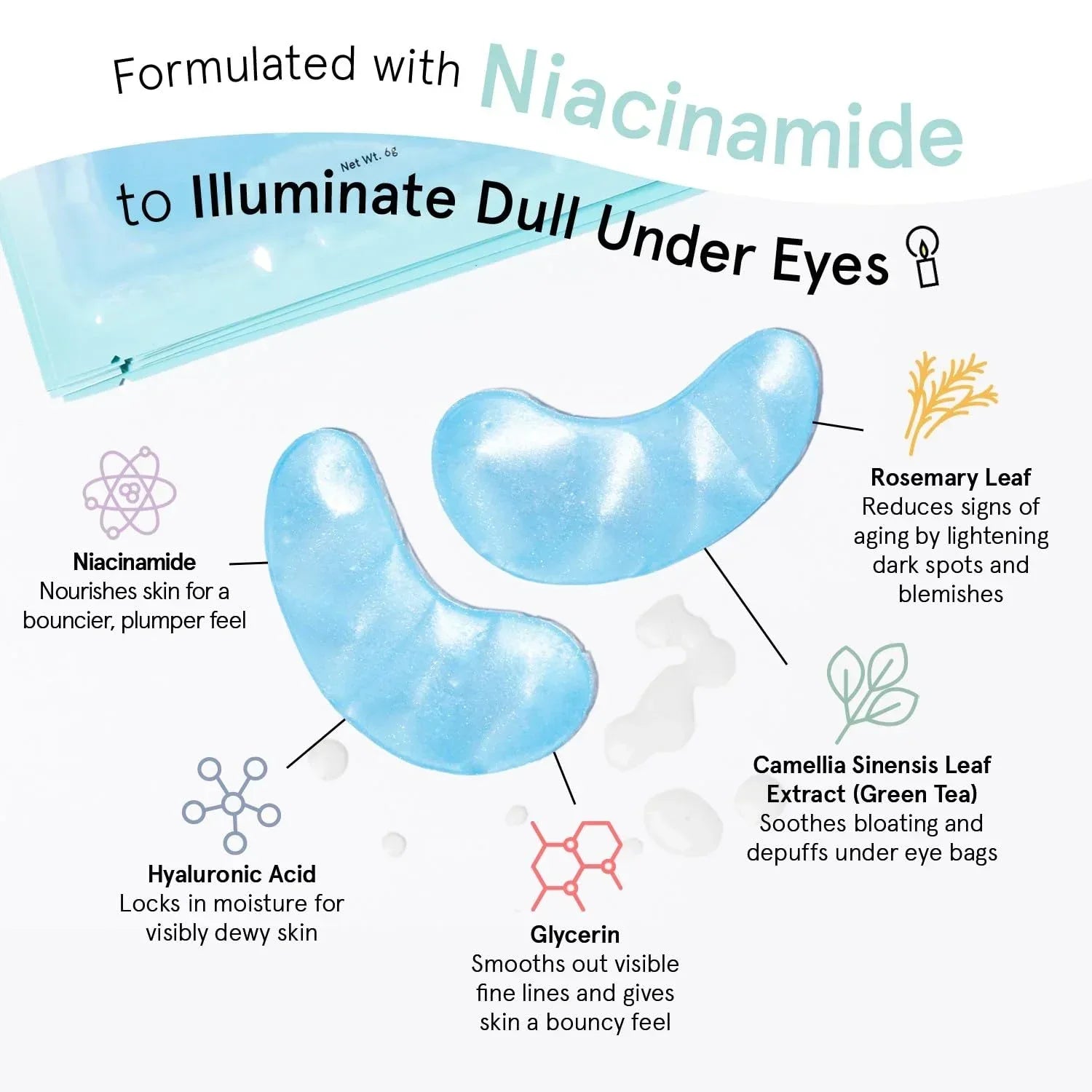Wholesale Price with free shipping across the USA for Grace & Stella Illuminating Under Eye Mask - Blue 24 pairs - Gel Eye Patches for Dark Circles, Puffy Eyes, Wrinkles, Undereye Bags - Manji Distributors