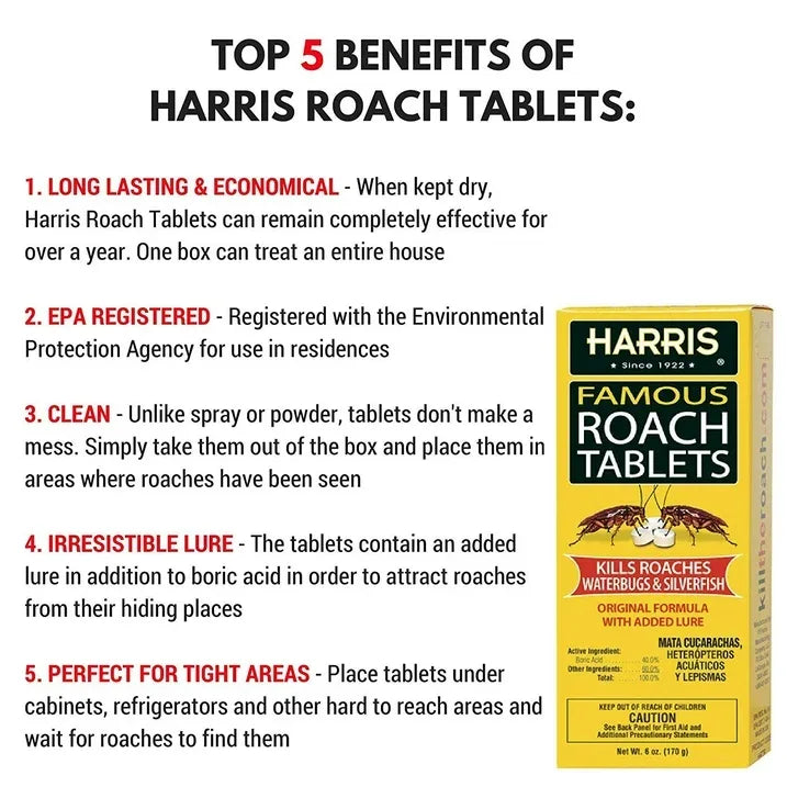 Wholesale Price with free shipping across the USA for Harris Famous Roach & Silverfish Killer Tablets, 6 oz. - Manji Distributors