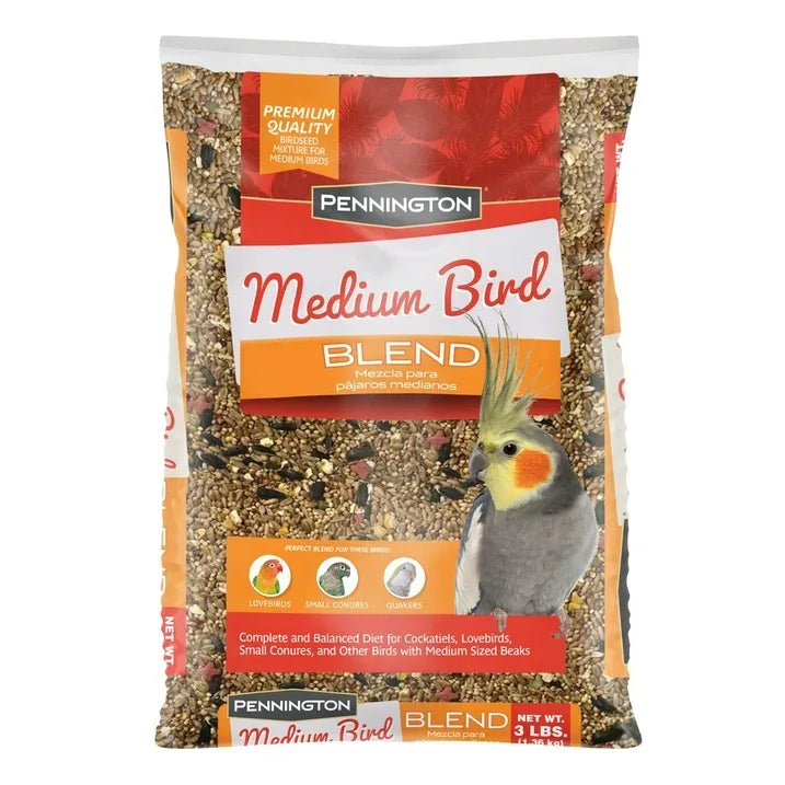 Wholesale Price with free shipping across the USA for (3 pack) Pennington Medium Bird Blend Bird Food for Cockatiels, Love Birds; 3 lb Bag - Manji Distributors