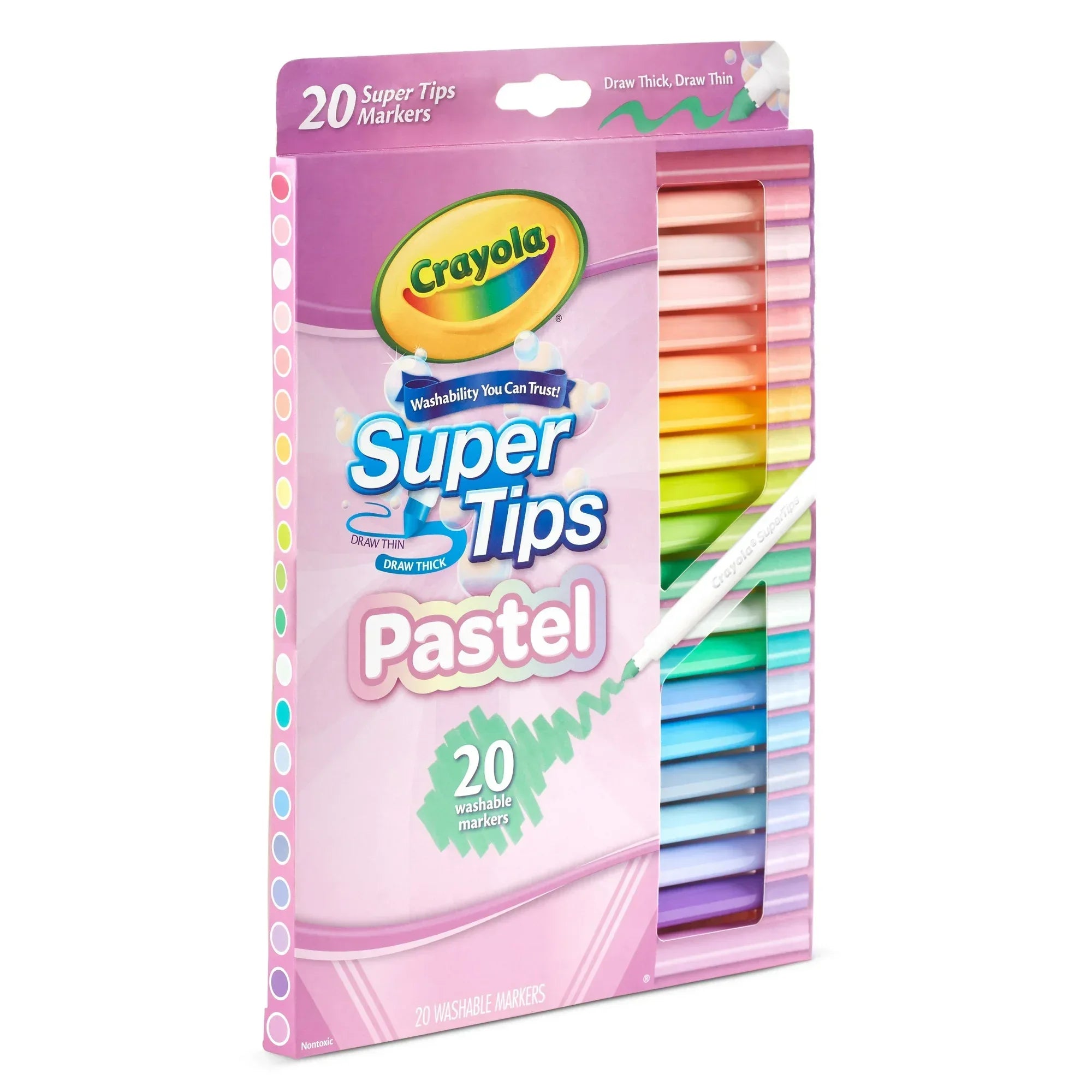 Wholesale Price with free shipping across the USA for Crayola Supertips Pastel Markers (20ct), Washable Cute Markers, School Supplies, Bullet Journaling, Aesthetic Gift for Kids, Ages 4+ - Manji Distributors
