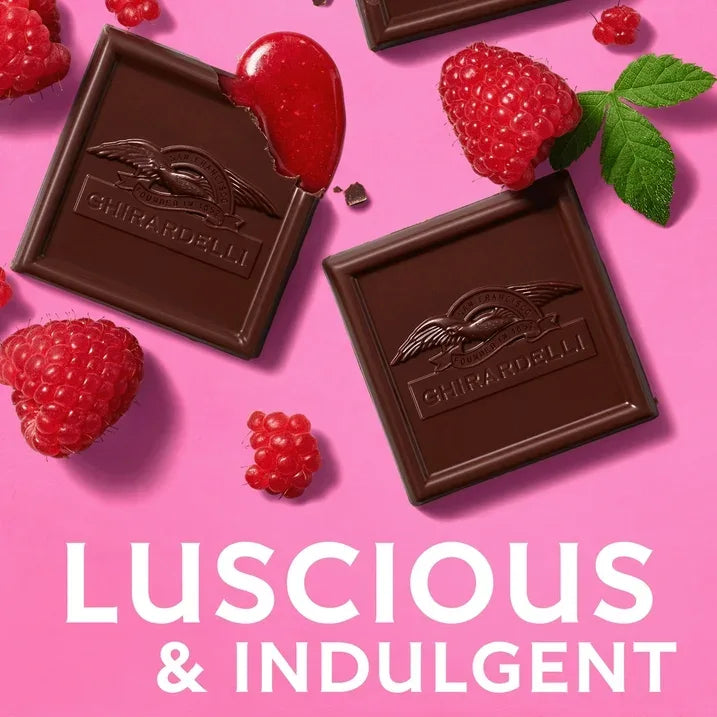 Wholesale Price with free shipping across the USA for GHIRARDELLI Dark Chocolate Candy SQUARES with Raspberry Filling, 5.32 oz Bag - Manji Distributors