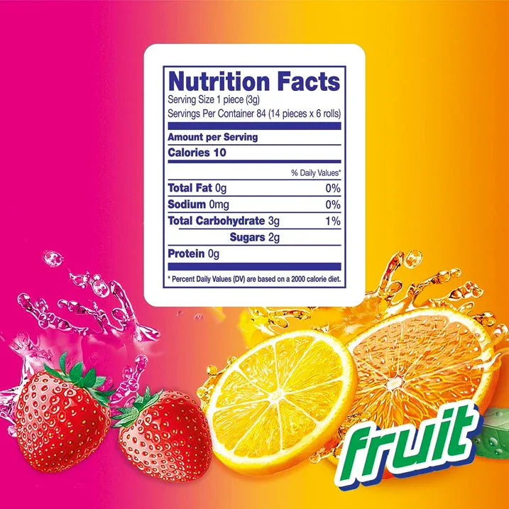 Wholesale Price with free shipping across the USA for Mentos Chewy Breath Mints Candy Roll, Fruit, Nut Free, Regular Size, 1.32 oz, 6 Count - Manji Distributors