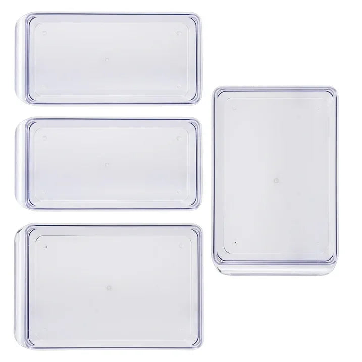 Wholesale Price with free shipping across the USA for Mainstays Clear Plastic Fridge Organization Bin 4-Pack Set, Various Sizes - Manji Distributors