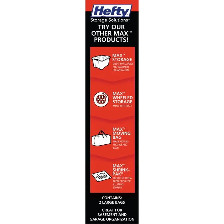Wholesale Price with free shipping across the USA for Hefty Max Shrink-Pak 2 Jumbo Vacuum Compression Bags, Closet Garage Organizers, Black, Adults / Tweens - Manji Distributors