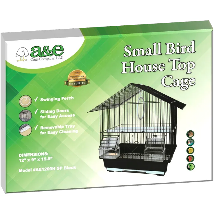 Wholesale Price with free shipping across the USA for A&E Cage Compact and Stylish House Style Small Bird Cage - Black - Manji Distributors