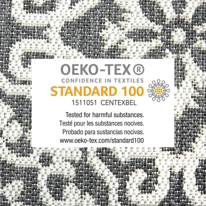 Wholesale Price with free shipping across the USA for Nicole Miller New York Patio Country Danica Transitional Geometric Indoor/Outdoor Area Rug, Black/Grey, 1'9