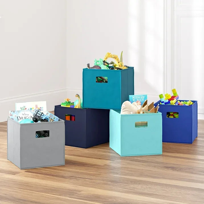 Wholesale Price with free shipping across the USA for RiverRidge Kids 2pc Collapsible Cube Fabric Storage Bins with Handles - Navy - Manji Distributors