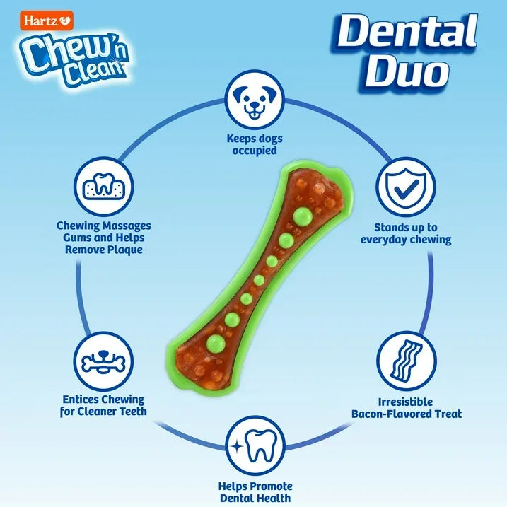 Wholesale Price with free shipping across the USA for Hartz Chew 'n Clean Dental Duo Dog Toy, Large, Color May Vary - Manji Distributors