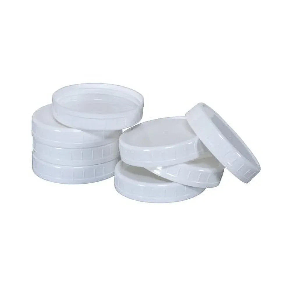 Wholesale Price with free shipping across the USA for (3 pack) Mainstays Pack of 8 BPA-Free Plastic Wide Mouth Canning Mason Jar Lids, White - Manji Distributors