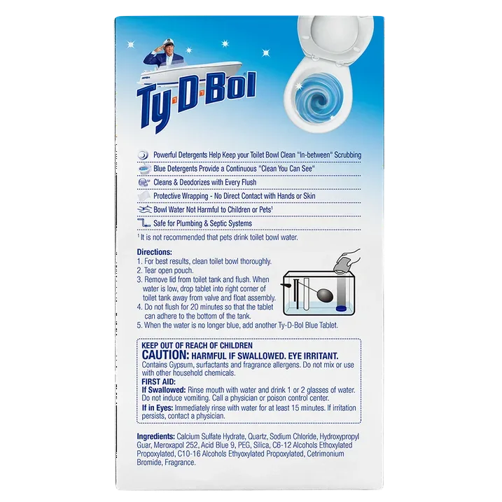 Wholesale Price with free shipping across the USA for Ty-D-Bol Bleach-Free Toilet Bowl Cleaner Tablets, 1.4 oz, 10 Pack - Manji Distributors