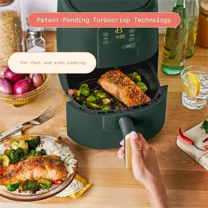 Wholesale Price with free shipping across the USA for Beautiful 3 Qt Air Fryer with TurboCrisp Technology, EverGood Ceramic Nonstick Coating, Thyme Green by Drew Barrymore - Manji Distributors