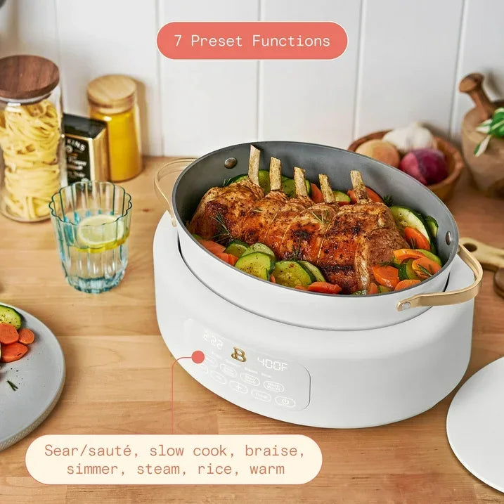 Wholesale Price with free shipping across the USA for Beautiful 10 in 1, 6 Qt Electric Multi-Cooker, White Icing by Drew Barrymore - Manji Distributors