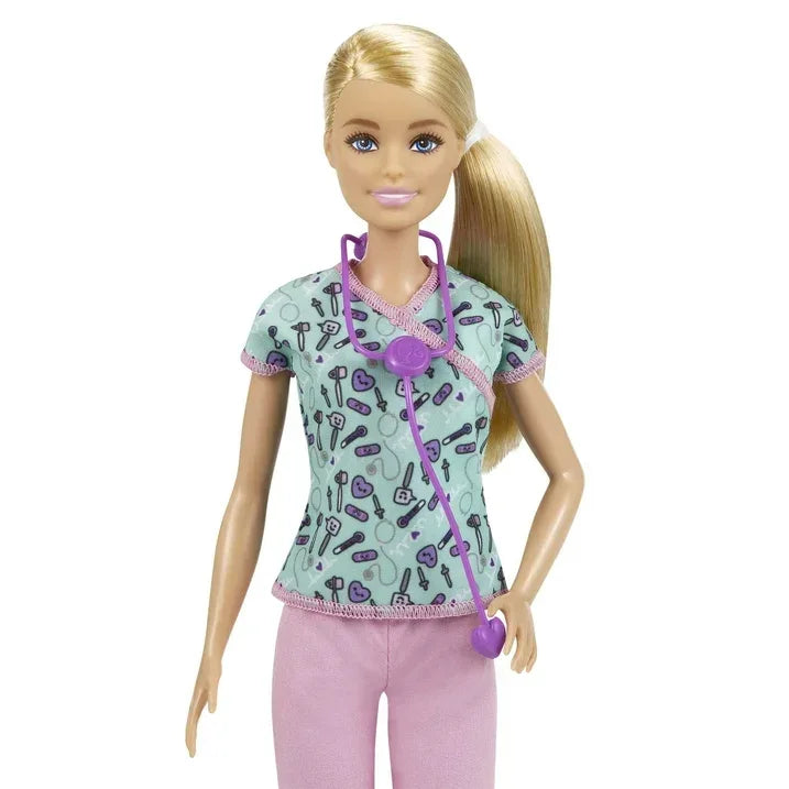 Wholesale Price with free shipping across the USA for Barbie Nurse Fashion Doll Dressed in Medical Scrubs, White Shoes & Stethoscope Accessory - Manji Distributors
