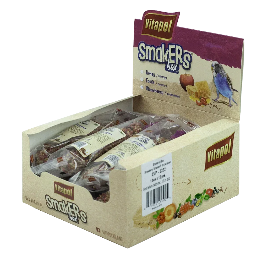 Wholesale Price with free shipping across the USA for (2 pack) A&E Cage Co Smakers Parakeet Strawberry Treat Sticks, 12 Count Display - Manji Distributors