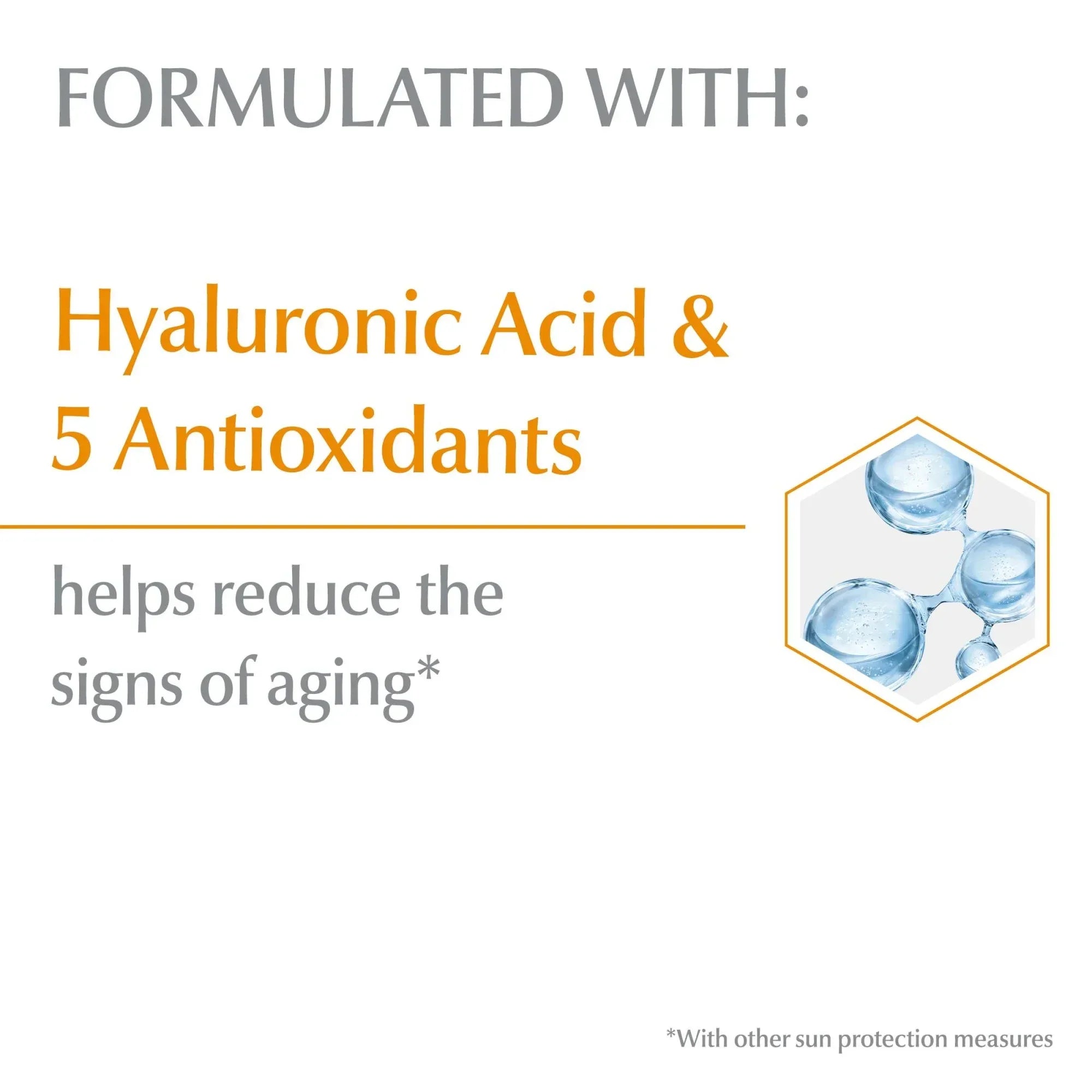 Wholesale Price with free shipping across the USA for Eucerin Sun Age Defense Tinted Face Sunscreen Lotion, Hyaluronic Acid, Blendable, SPF 50, 2.5 fl oz - Manji Distributors