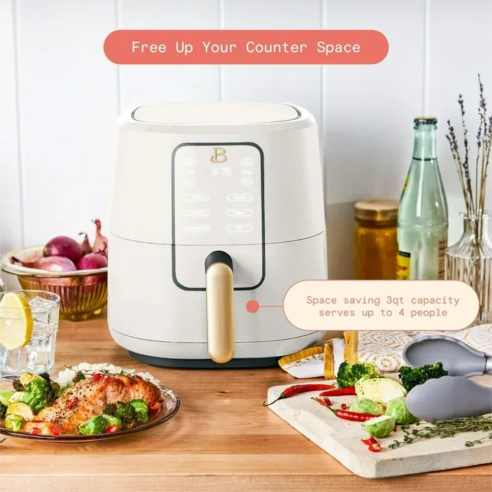 Wholesale Price with free shipping across the USA for Beautiful 3 Qt Air Fryer with TurboCrisp Technology, White Icing by Drew Barrymore - Manji Distributors