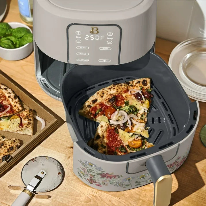 Wholesale Price with free shipping across the USA for Beautiful 6 Qt Air Fryer with TurboCrisp Technology, EverGood Ceramic Nonstick Coating, Wildflower Porcini Taupe by Drew Barrymore - Manji Distributors