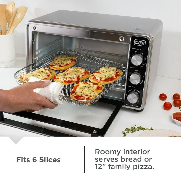 Wholesale Price with free shipping across the USA for Black + Decker Crisp 'N Bake PRO 6-Slice Air Fryer Toaster Oven with Basket, Pan, Rack & Tray, Stainless Steel - Manji Distributors