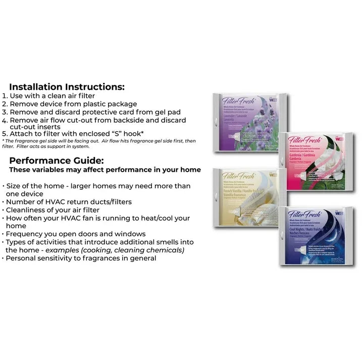 Wholesale Price with free shipping across the USA for (3 pack) The WEB FilterFresh Whole Home Vanilla Air Freshener. Filter scent attaches to any HVAC air filter. - Manji Distributors