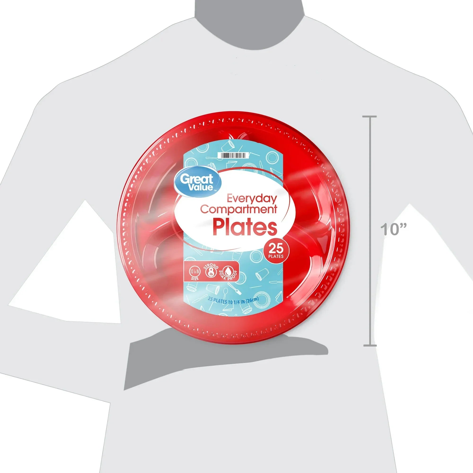 Wholesale Price with free shipping across the USA for (2 pack) Great Value Everyday Disposable Plastic Compartment Plate, Red, 10.25