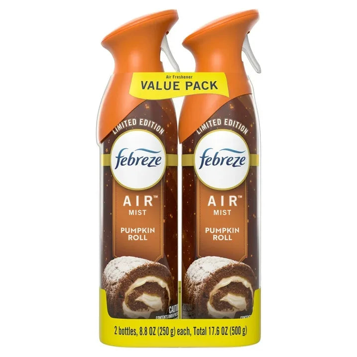 Wholesale Price with free shipping across the USA for Febreze Air Mist, Odor-Fighting Air Freshener, Pumpkin Roll, 8.8 oz. Aerosol, Pack of 2 - Manji Distributors