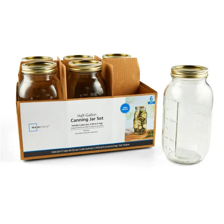 Wholesale Price with free shipping across the USA for (2 pack) Mainstays 64 oz Airtight Glass Wide Mouth Canning Jars (6 Count) - Manji Distributors